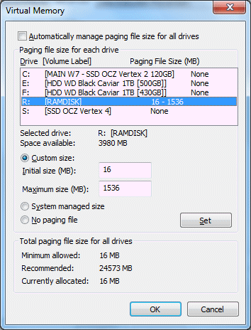 any way to minimise restrict windows 7 pagefile usage overclock paging file size windows 7
