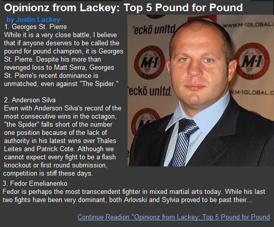 Opinionz from Lackey: Top 5 p4p