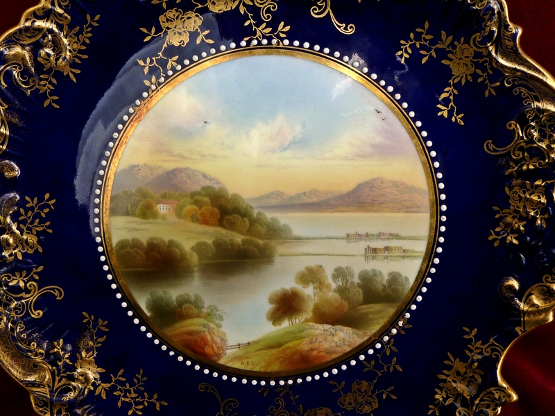 Antique Aynsley Scenic Landscape Plate Loch Fad Hand Painted Cobalt